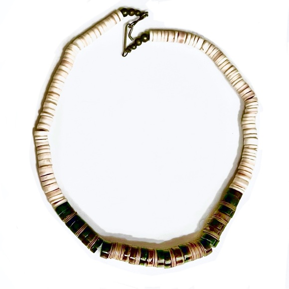 🍦🥃⏳Lovely Vintage 1970s/80s Sterling Silver Melon & Penn Shell Heishi Necklace
